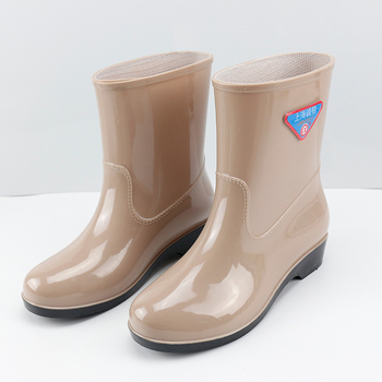 Guangle ženske PVC čizme za kišu, srednje dužine, jednobojne, s odvojivim dizajnom, debela podloga, niski potpetica 1–3 cm