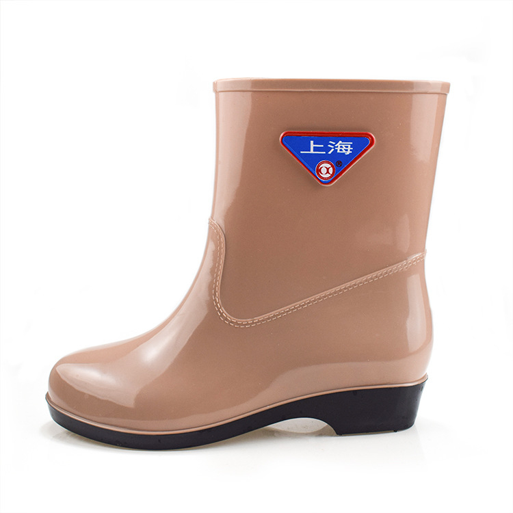 Guangle ženske PVC čizme za kišu, srednje dužine, jednobojne, s odvojivim dizajnom, debela podloga, niski potpetica 1–3 cm