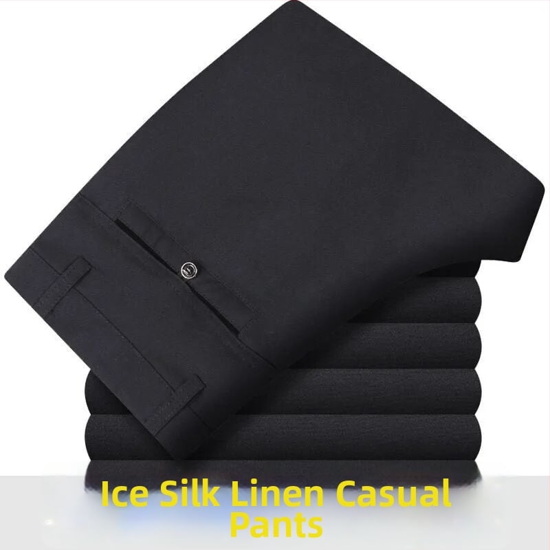 Ανδρικά casual παντελόνια καλοκαιριού από βαμβάκι-λινό, ελαφριά, ψηλή μέση, ίσια γραμμή, φερμουάρ, διαπνοή