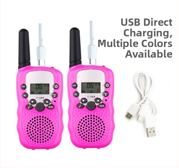 Huike T388 Gyerek Walkie-Talkie 22 csatorna, 1,5–3 km hatótáv, RF teljesítmény 0,5 W, 3,7 V lítium akkumulátor, kijelzővel