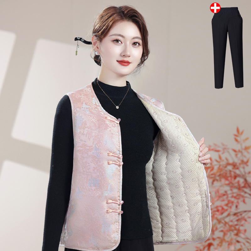 Mellény Tang stílusú nőknek, őszi-téli, bélelt, casual elegáns ingázó stílus, hossz 50–65 cm, poliészter >95%, 2025 ősz