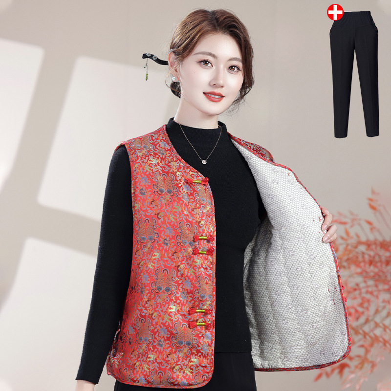 Mellény Tang stílusú nőknek, őszi-téli, bélelt, casual elegáns ingázó stílus, hossz 50–65 cm, poliészter >95%, 2025 ősz