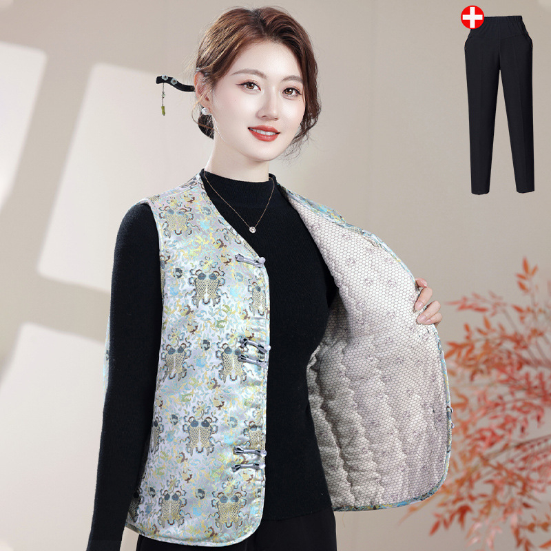 Mellény Tang stílusú nőknek, őszi-téli, bélelt, casual elegáns ingázó stílus, hossz 50–65 cm, poliészter >95%, 2025 ősz