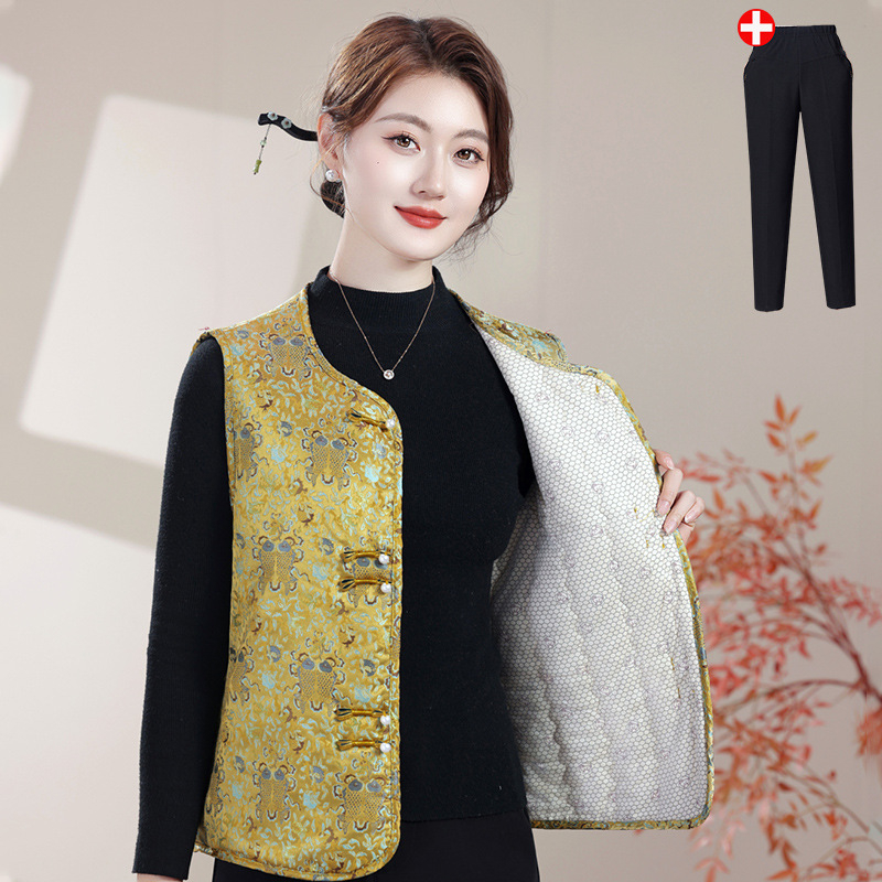 Mellény Tang stílusú nőknek, őszi-téli, bélelt, casual elegáns ingázó stílus, hossz 50–65 cm, poliészter >95%, 2025 ősz