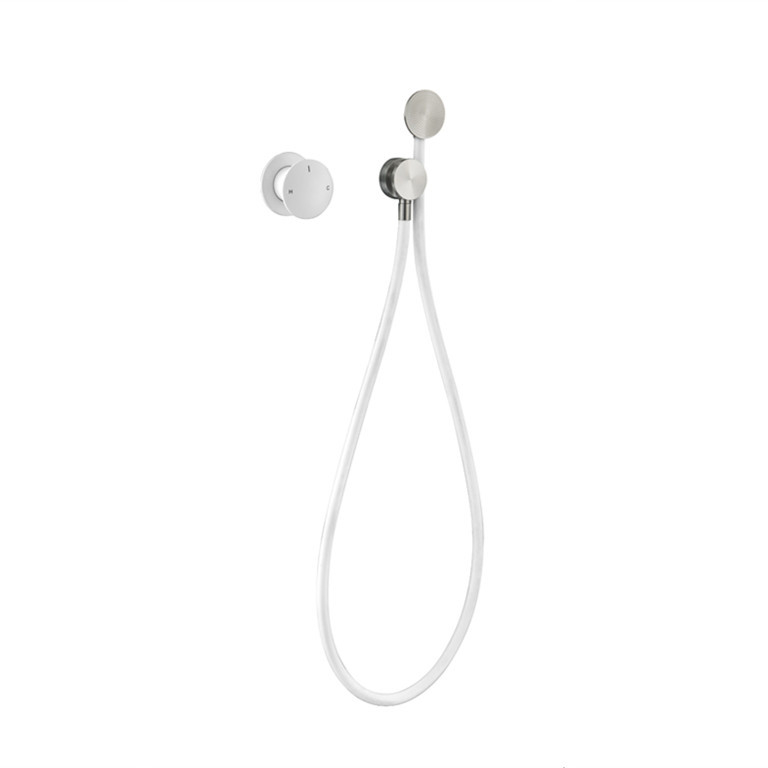 Комплект душова смесител, меден корпус, скрит стенен монтаж, смесител с керамичен дисков вентил, диаметър входа/изхода 3