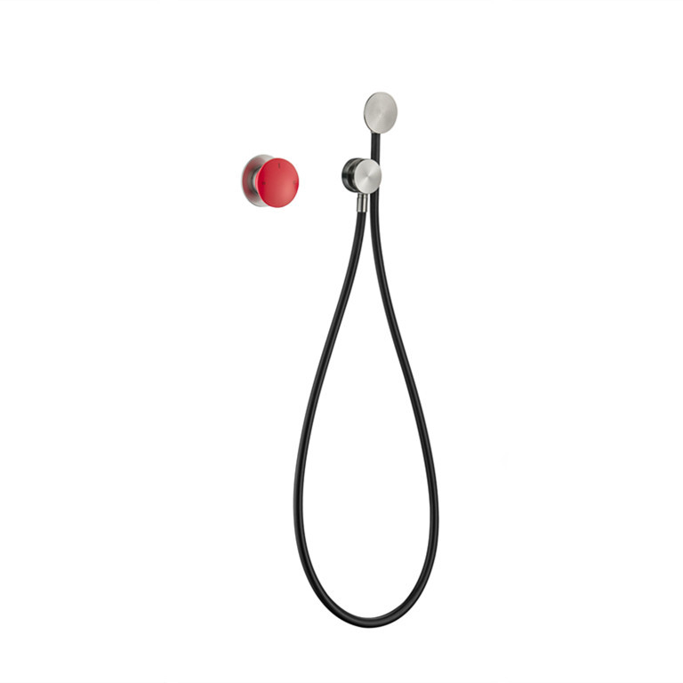 Комплект душова смесител, меден корпус, скрит стенен монтаж, смесител с керамичен дисков вентил, диаметър входа/изхода 3