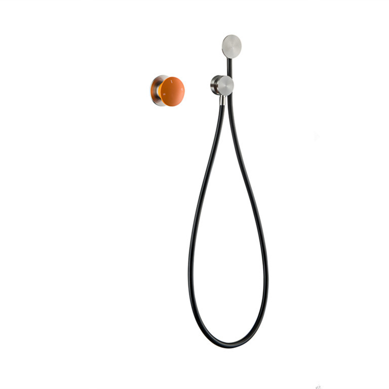 Комплект душова смесител, меден корпус, скрит стенен монтаж, смесител с керамичен дисков вентил, диаметър входа/изхода 3