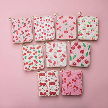 Portofel pentru monede din PU, model fructat, stil desen animat pentru copii, unisex, respirabil, impermeabil