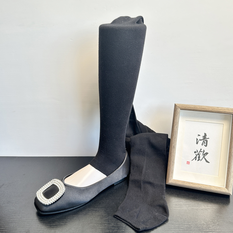 Japanski stil čarape-legginse s otvorenim prstima, jednobojne, srednja gustoća