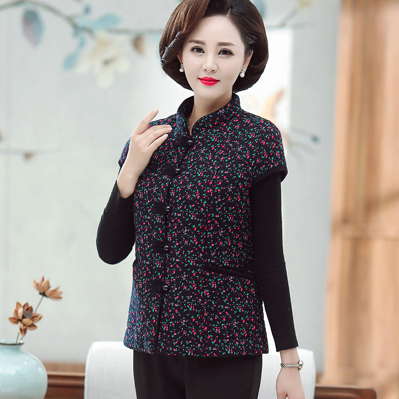 Dámska vesta – temperamentný mestský štýl, stojatý golier, bavlnená látka (obsah bavlny <30%)