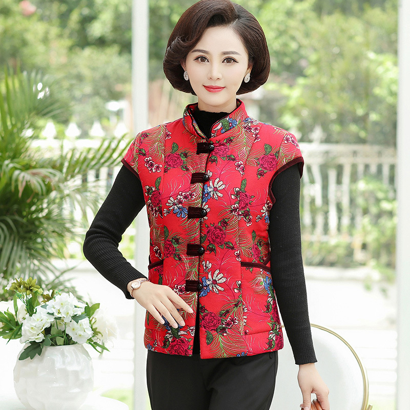 Dámska vesta – temperamentný mestský štýl, stojatý golier, bavlnená látka (obsah bavlny <30%)