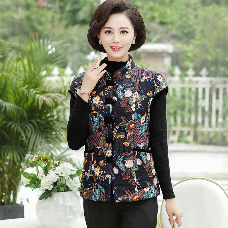 Dámska vesta – temperamentný mestský štýl, stojatý golier, bavlnená látka (obsah bavlny <30%)