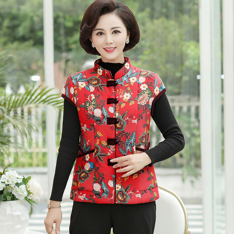 Dámska vesta – temperamentný mestský štýl, stojatý golier, bavlnená látka (obsah bavlny <30%)