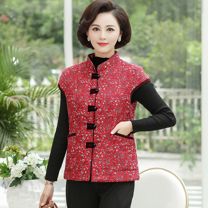 Dámska vesta – temperamentný mestský štýl, stojatý golier, bavlnená látka (obsah bavlny <30%)