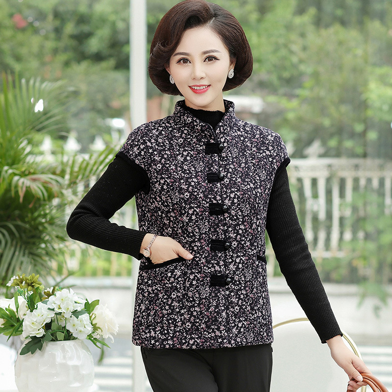 Dámska vesta – temperamentný mestský štýl, stojatý golier, bavlnená látka (obsah bavlny <30%)