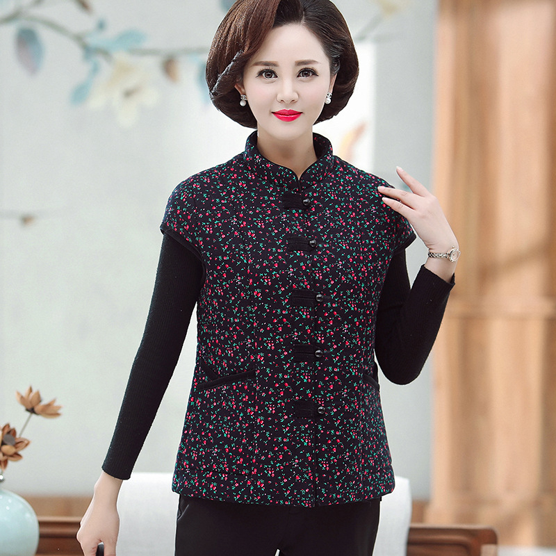 Dámska vesta – temperamentný mestský štýl, stojatý golier, bavlnená látka (obsah bavlny <30%)