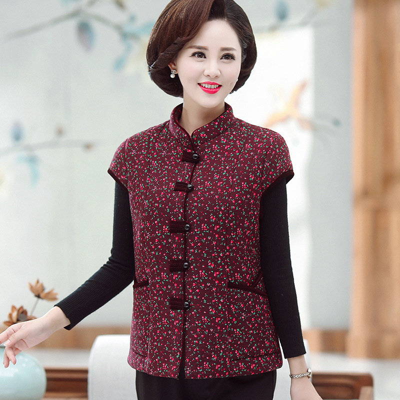 Dámska vesta – temperamentný mestský štýl, stojatý golier, bavlnená látka (obsah bavlny <30%)