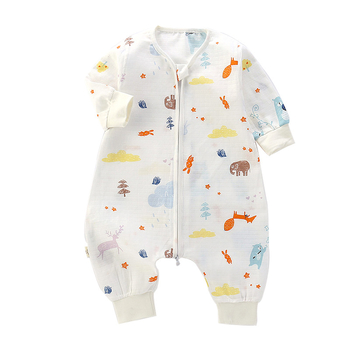 Детски спален чувал, тънък двуслоен памучна муслина, карикатурен принт, цип найлон, безопасност клас А