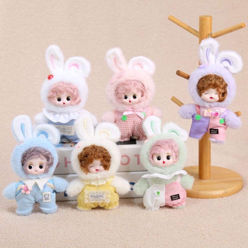 Плюшено зайче ключодържател, къс плюш, пълнеж PP памук, OEM лого налично, за възраст 14+