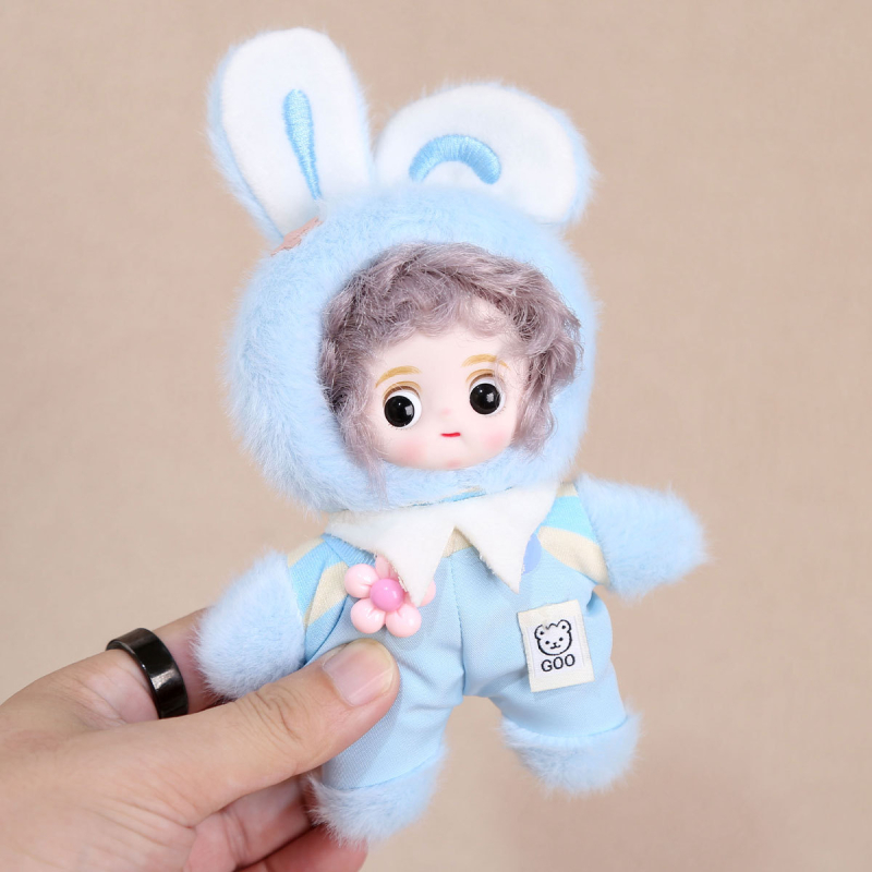 Плюшено зайче ключодържател, къс плюш, пълнеж PP памук, OEM лого налично, за възраст 14+