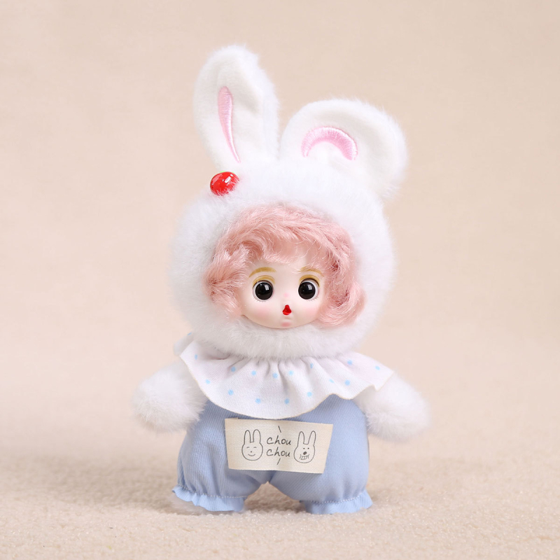 Плюшено зайче ключодържател, къс плюш, пълнеж PP памук, OEM лого налично, за възраст 14+