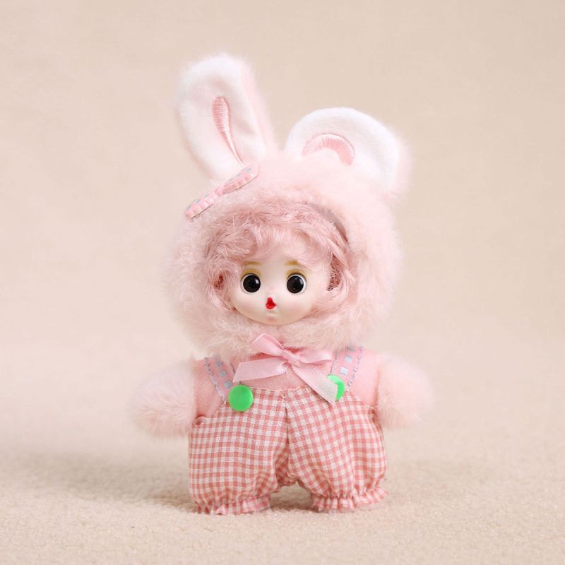 Плюшено зайче ключодържател, къс плюш, пълнеж PP памук, OEM лого налично, за възраст 14+