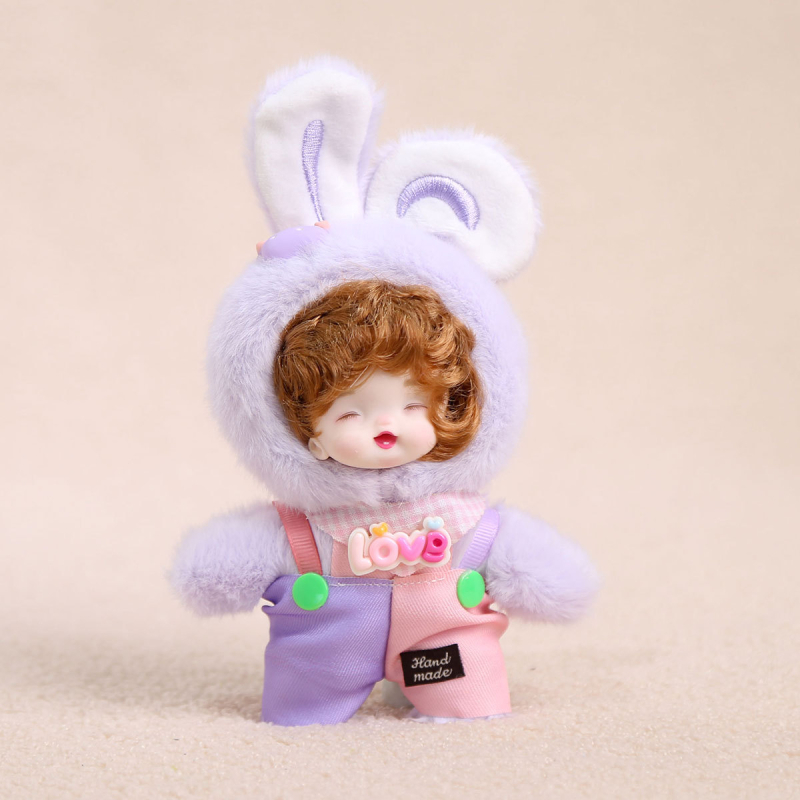 Плюшено зайче ключодържател, къс плюш, пълнеж PP памук, OEM лого налично, за възраст 14+