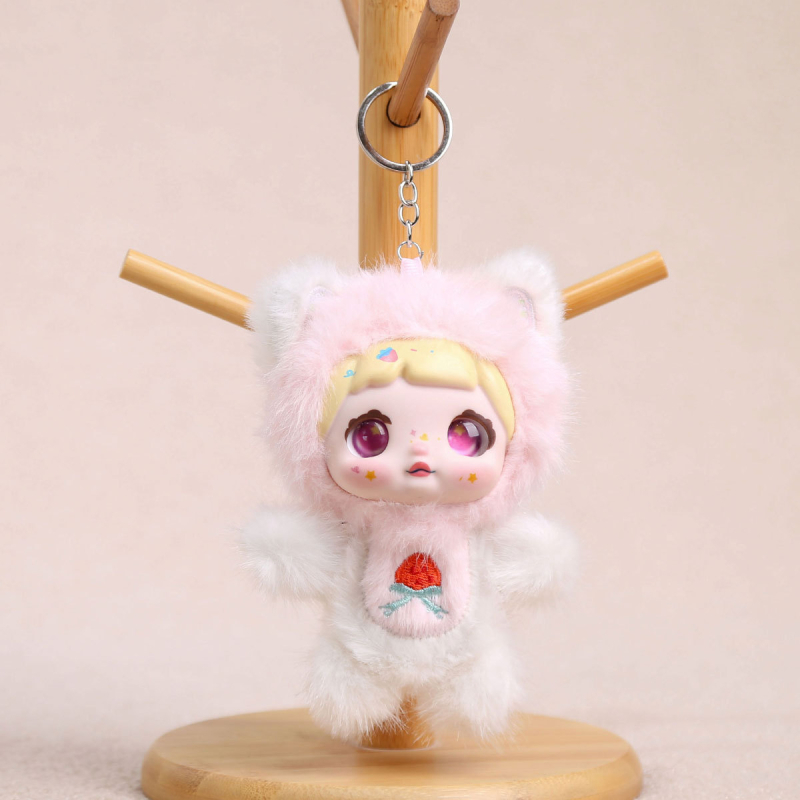 Плюшено зайче ключодържател, къс плюш, пълнеж PP памук, OEM лого налично, за възраст 14+