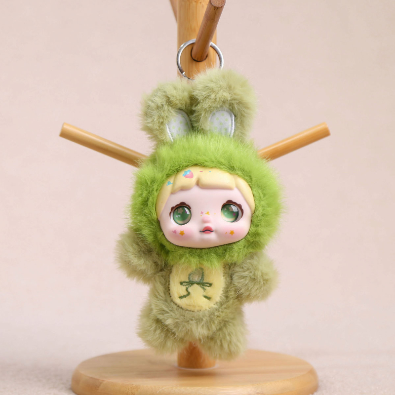 Плюшено зайче ключодържател, къс плюш, пълнеж PP памук, OEM лого налично, за възраст 14+