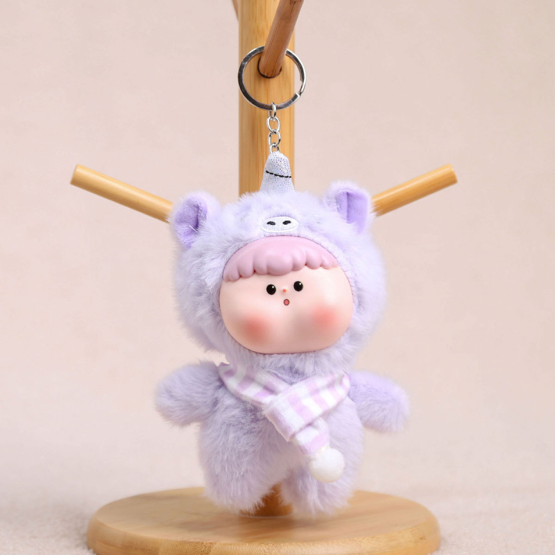 Плюшено зайче ключодържател, къс плюш, пълнеж PP памук, OEM лого налично, за възраст 14+