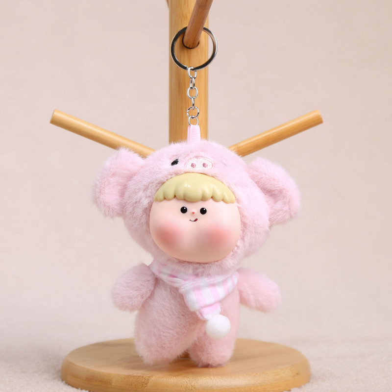 Плюшено зайче ключодържател, къс плюш, пълнеж PP памук, OEM лого налично, за възраст 14+