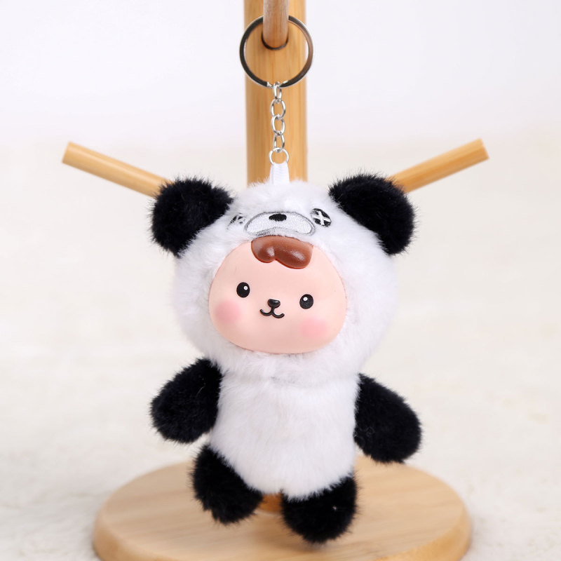 Плюшено зайче ключодържател, къс плюш, пълнеж PP памук, OEM лого налично, за възраст 14+