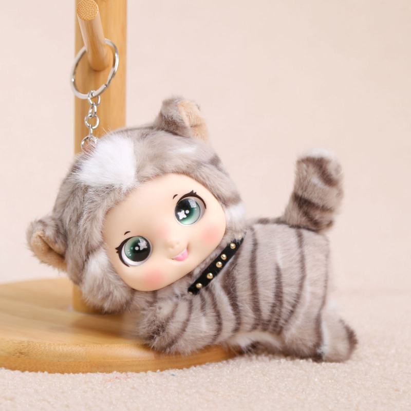 Плюшено зайче ключодържател, къс плюш, пълнеж PP памук, OEM лого налично, за възраст 14+