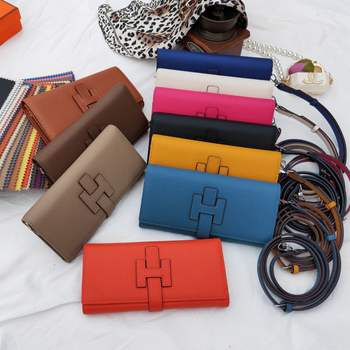 Portofel lung pentru femei din piele naturală, din piele de vită de primă calitate, stil european-american, portofel din piele multifuncțional