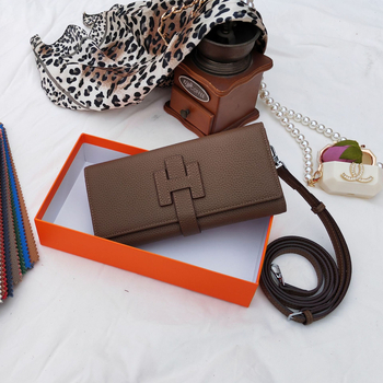 Portofel lung pentru femei din piele naturală, din piele de vită de primă calitate, stil european-american, portofel din piele multifuncțional