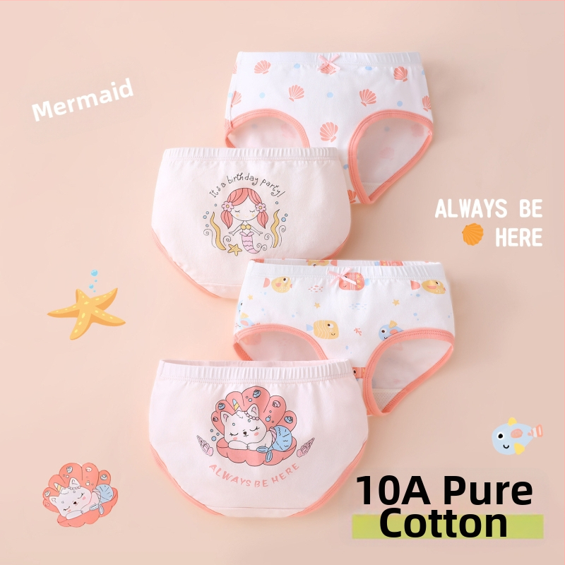 Chiloți pentru fete din bumbac, antibacterian, 95% bumbac, 5% elastan, talie medie, respirabili, absorb umezeala