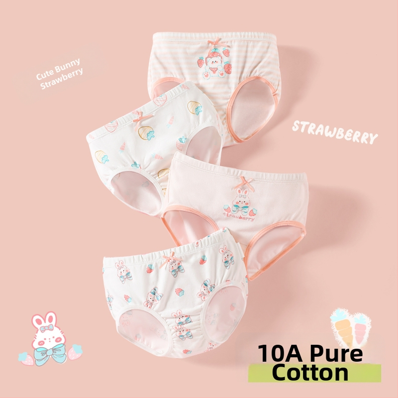 Chiloți pentru fete din bumbac, antibacterian, 95% bumbac, 5% elastan, talie medie, respirabili, absorb umezeala