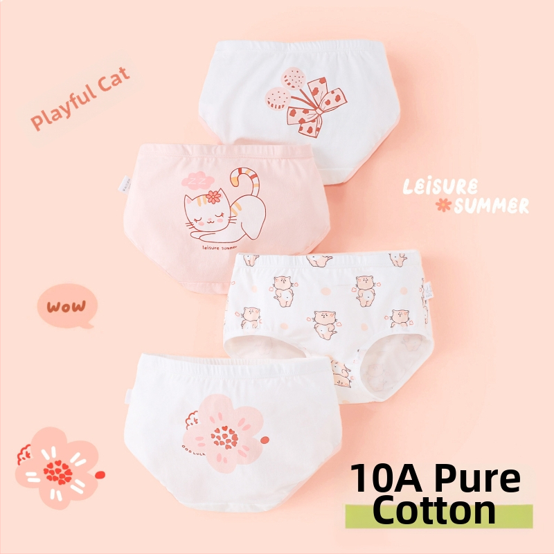 Chiloți pentru fete din bumbac, antibacterian, 95% bumbac, 5% elastan, talie medie, respirabili, absorb umezeala