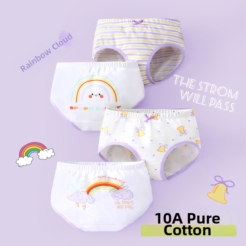 Chiloți pentru fete din bumbac, antibacterian, 95% bumbac, 5% elastan, talie medie, respirabili, absorb umezeala