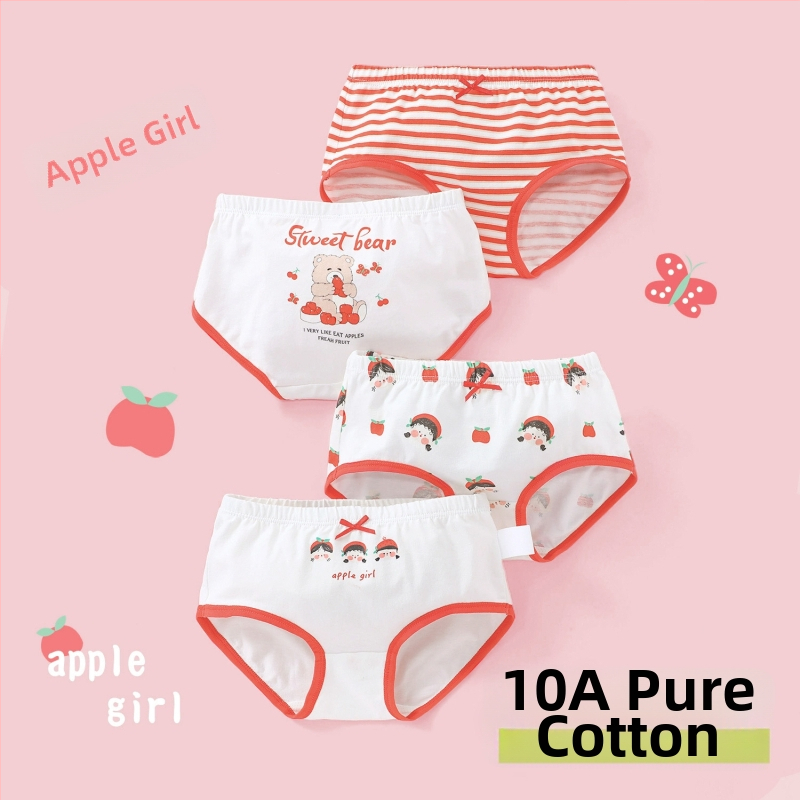 Chiloți pentru fete din bumbac, antibacterian, 95% bumbac, 5% elastan, talie medie, respirabili, absorb umezeala