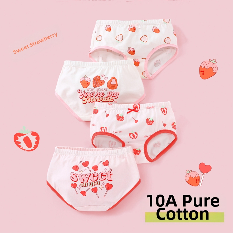 Chiloți pentru fete din bumbac, antibacterian, 95% bumbac, 5% elastan, talie medie, respirabili, absorb umezeala