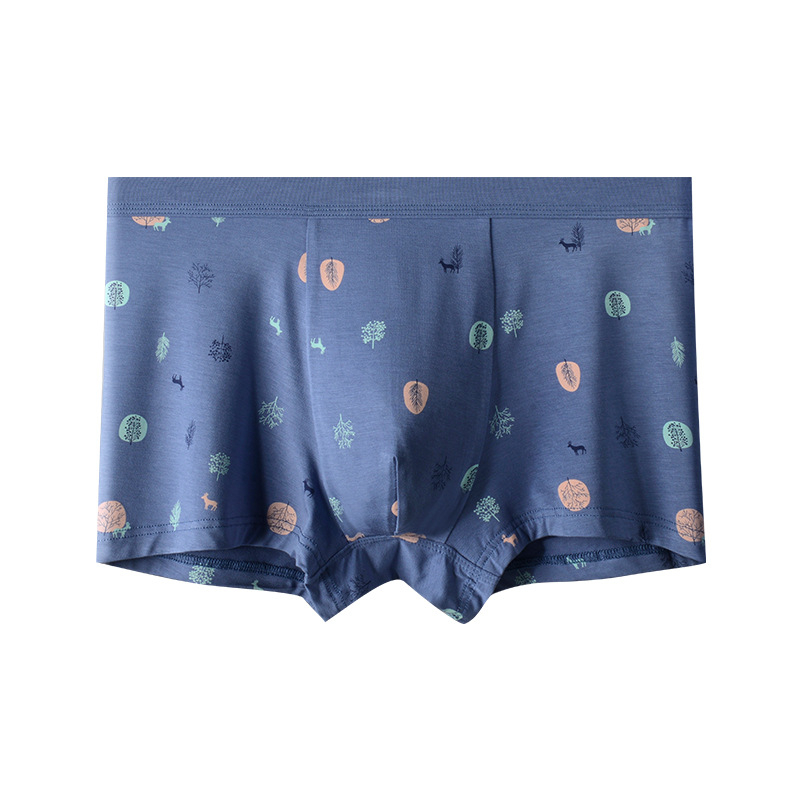 Modal anyagú férfi boxer alsó karikatúrás mintával, középmagas derék, lélegző kötött anyag