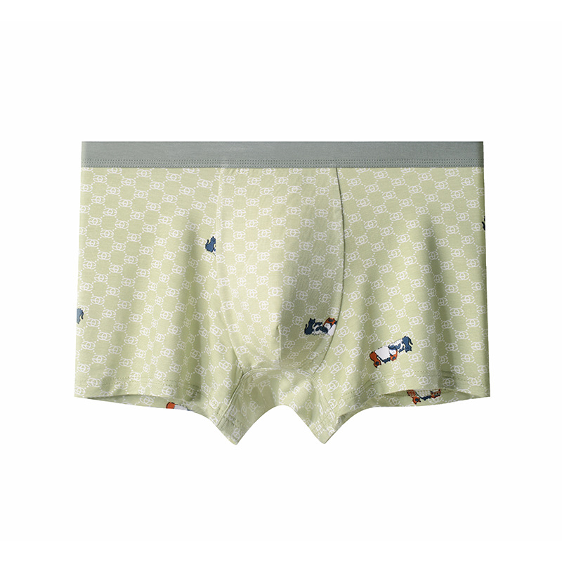Modal anyagú férfi boxer alsó karikatúrás mintával, középmagas derék, lélegző kötött anyag