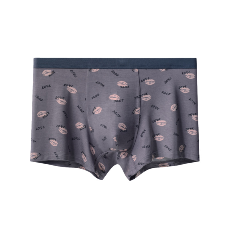 Modal anyagú férfi boxer alsó karikatúrás mintával, középmagas derék, lélegző kötött anyag