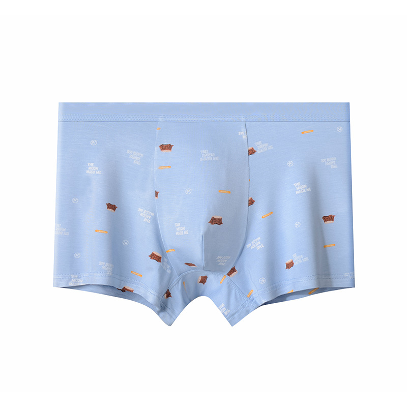 Modal anyagú férfi boxer alsó karikatúrás mintával, középmagas derék, lélegző kötött anyag