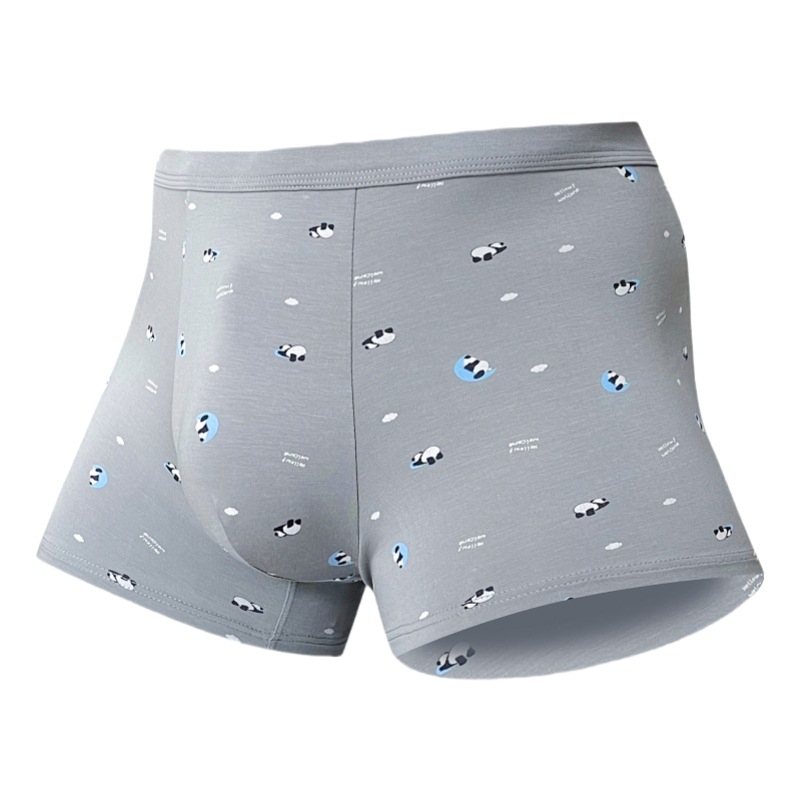 Modal anyagú férfi boxer alsó karikatúrás mintával, középmagas derék, lélegző kötött anyag