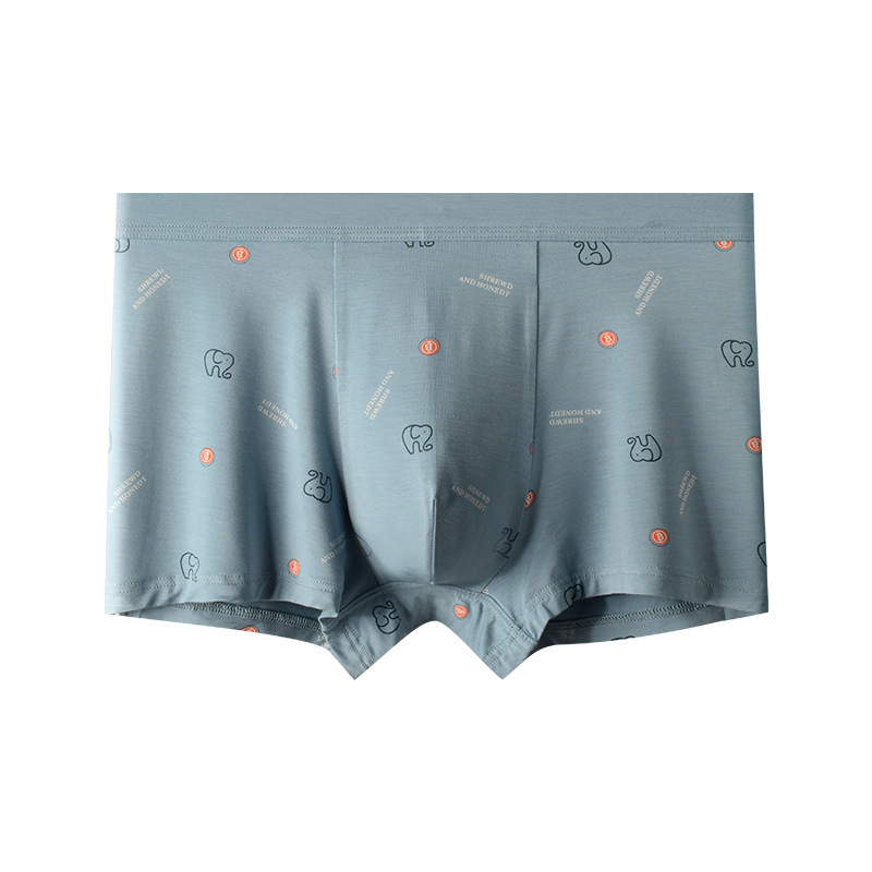 Modal anyagú férfi boxer alsó karikatúrás mintával, középmagas derék, lélegző kötött anyag