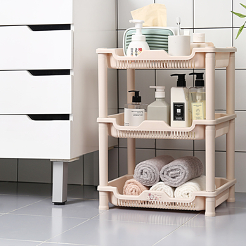 Etajeră de depozitare din plastic, cu bază triunghiulară tripod, pentru baie și bucătărie, 3 etaje, încărcare 5–10 kg