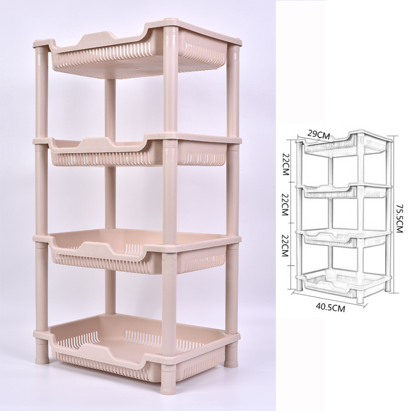 Etajeră de depozitare din plastic, cu bază triunghiulară tripod, pentru baie și bucătărie, 3 etaje, încărcare 5–10 kg