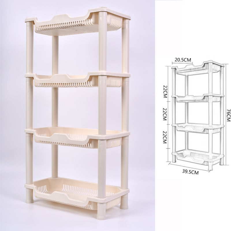 Etajeră de depozitare din plastic, cu bază triunghiulară tripod, pentru baie și bucătărie, 3 etaje, încărcare 5–10 kg
